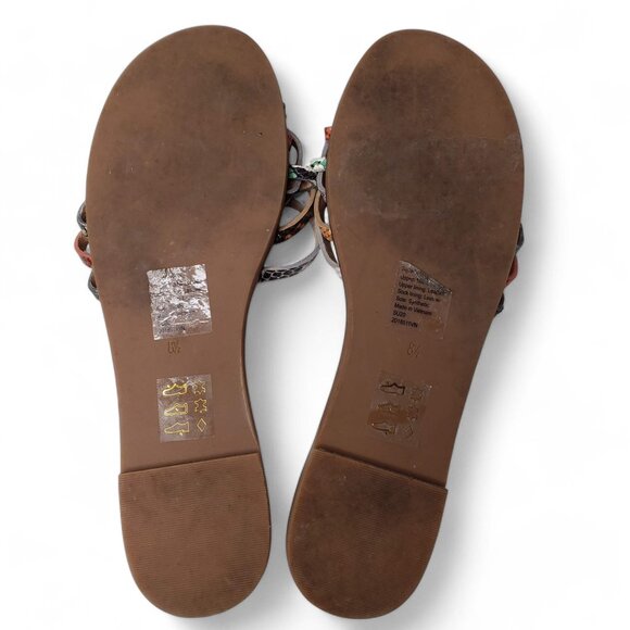 Madewell Tracie Flat Sandals Women's Multi Color Snakeskin Slip On Festival 8.5 - Picture 7 of 10